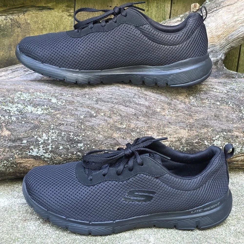 Skechers Flex Appeal Lite-weight Wide-fit US Size 9.5 13070W BBK